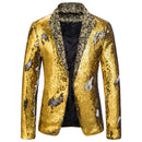 Stage Performance Nightclub Bar DJ Singer Host Two-Tone Sequin Jacket - AwwwCos
