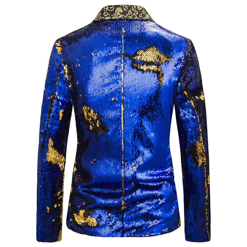 Stage Performance Nightclub Bar DJ Singer Host Two-Tone Sequin Jacket
