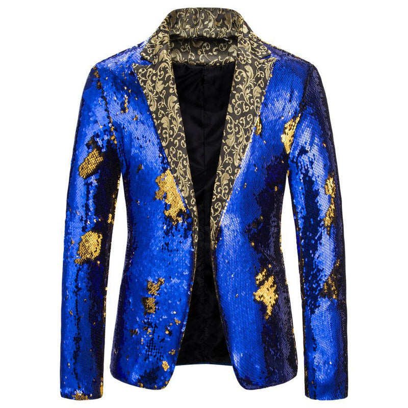 Stage Performance Nightclub Bar DJ Singer Host Two-Tone Sequin Jacket