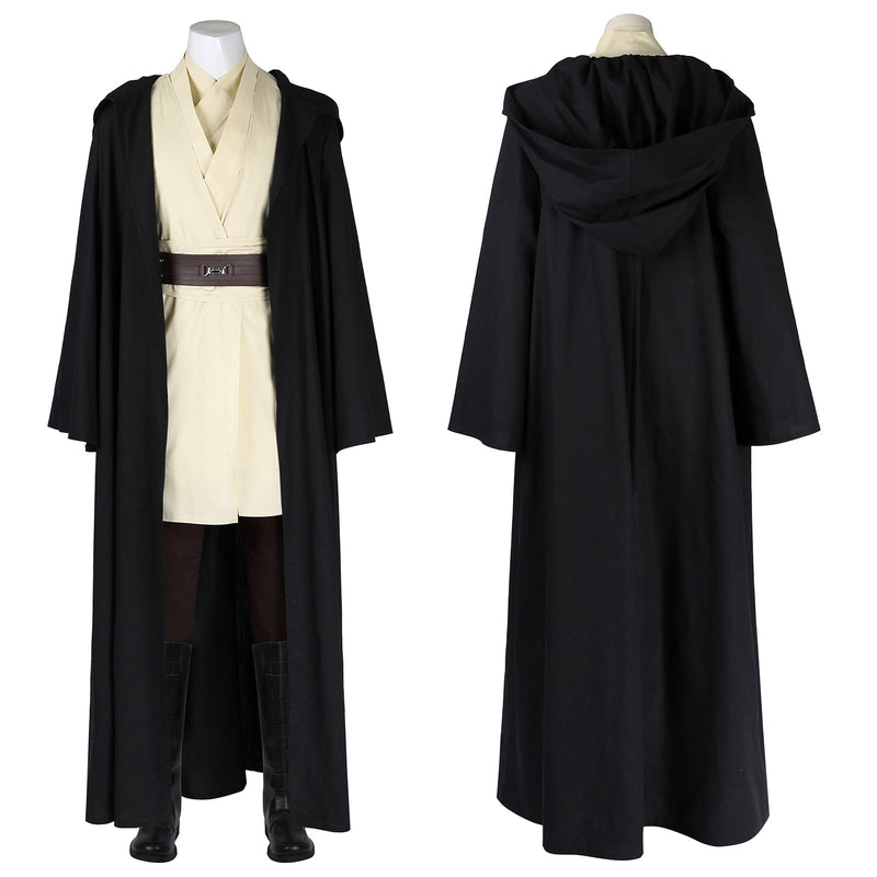 Star Wars：Episode I The Phantom Menace Qui Gon Jinn Cosplay Costume Black Robe Halloween Set