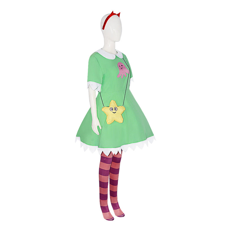 Star vs. the Forces of Evil Cosplay Costume Star butterfly Cute Green Dress Halloween Parent  Set