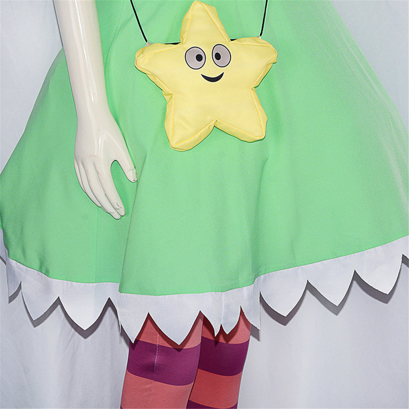 Star vs. the Forces of Evil Cosplay Costume Star butterfly Cute Green Dress Halloween Parent  Set