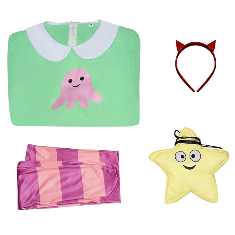 Star vs. the Forces of Evil Cosplay Costume Star butterfly Cute Green Dress Halloween Parent  Set