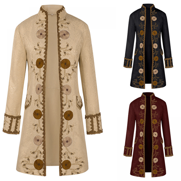 Steampunk Colonial Jacket Vintage Medieval Victorian Embroidery Tailcoat