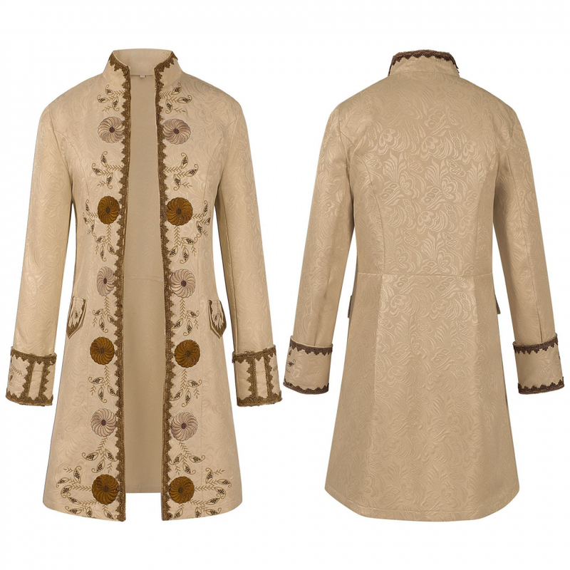 Steampunk Colonial Jacket Vintage Medieval Victorian Embroidery Tailcoat