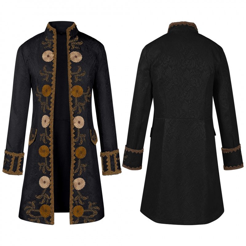 Steampunk Colonial Jacket Vintage Medieval Victorian Embroidery Tailcoat