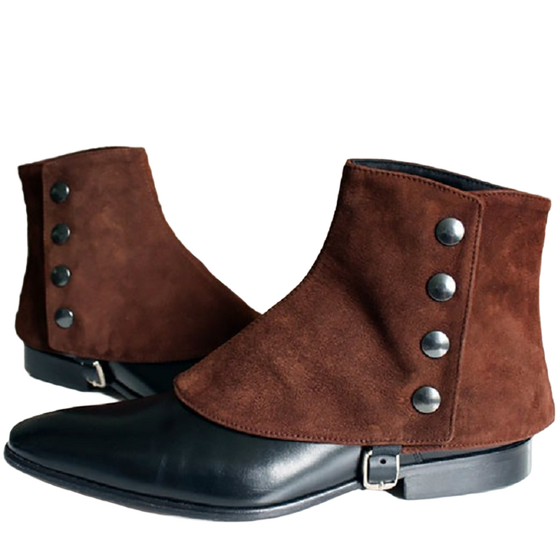 Steampunk Faux Leather Men Short Gaiters Spats with Rivets Boot Covers