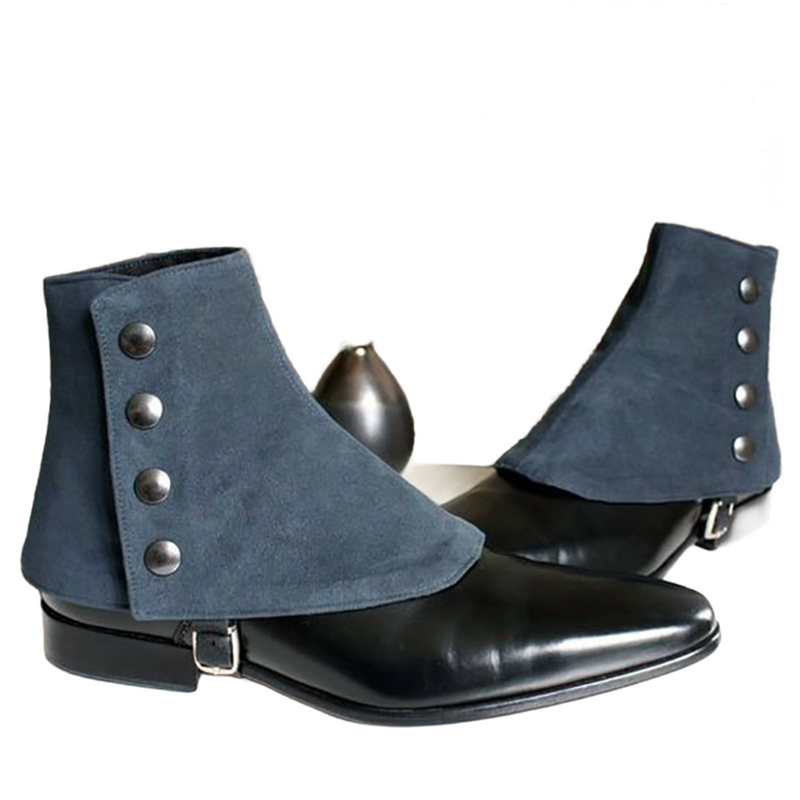 Steampunk Faux Leather Men Short Gaiters Spats with Rivets Boot Covers
