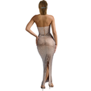 Strapless Corset Rhinestone Maxi Prom Dresses Bodycon Evening Gowns - AwwwCos