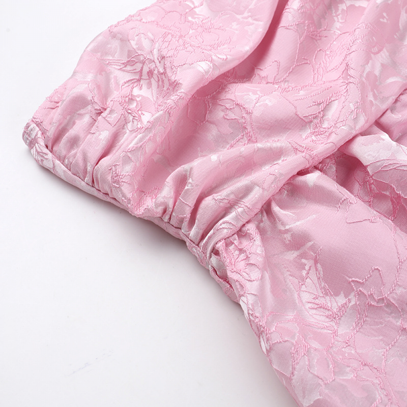 Strapless Tea Length Prom Dress Embroidery Satin Evening Party Gown