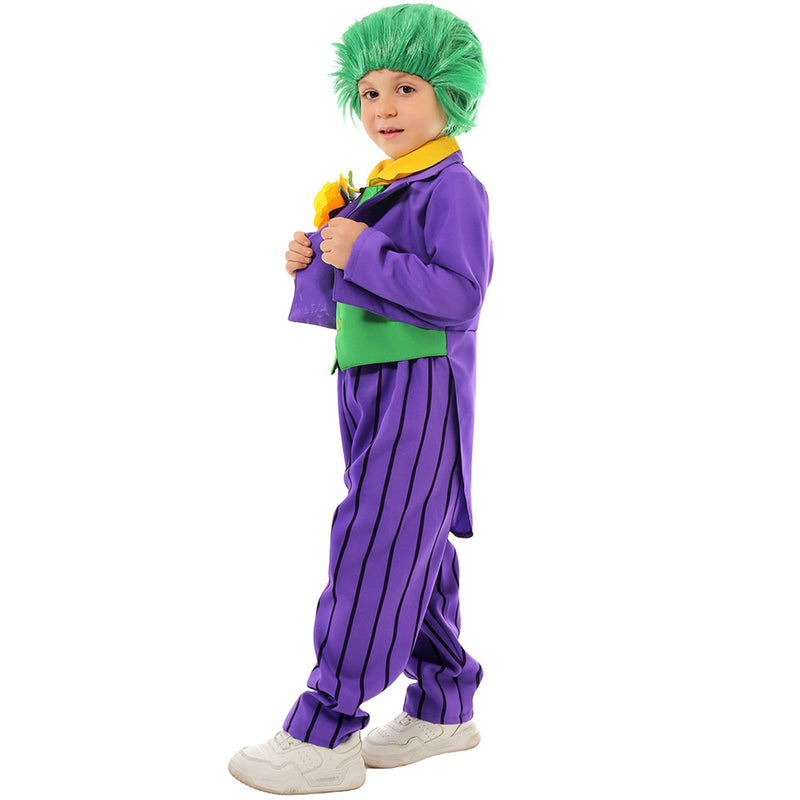 Suicide Squad Joker Clown Kid Boys Cosplay Purple Masquerade Costume