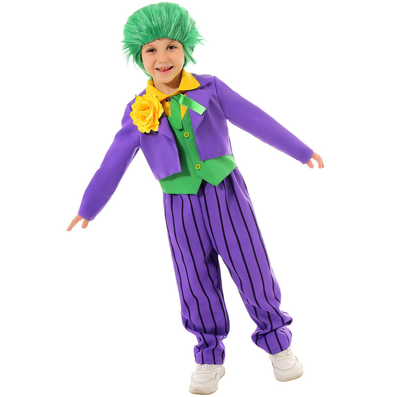 Suicide Squad Joker Clown Kid Boys Cosplay Purple Masquerade Costume