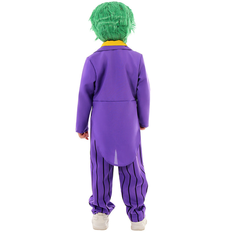 Suicide Squad Joker Clown Kid Boys Cosplay Purple Masquerade Costume