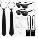 Sunglasses Identity Badge Fake Headphones Spy Agent Cosplay Suit - AwwwCos