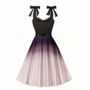 Sweetheart Spaghetti Straps Lace Trim Purple Pink Gradient Dress - AwwwCos