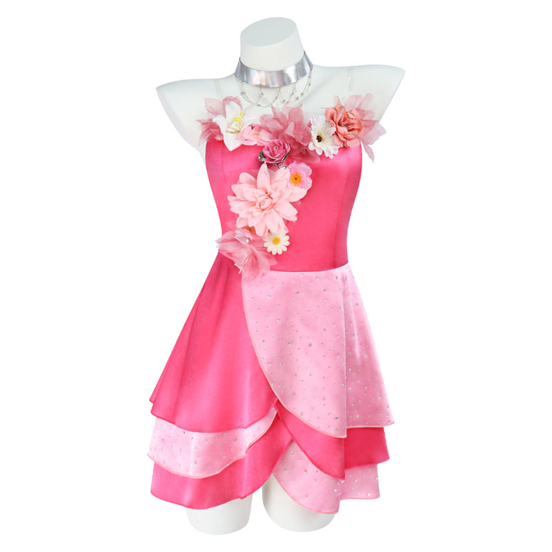 TV Series Winx Club Flora Cosplay Costume Knee Length Pink Dress - AwwwCos