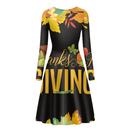 Thanksgiving Day Printed Adult Girl A Line Autumn Party Dress