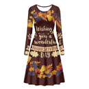 Thanksgiving Day Printed Adult Girl A Line Autumn Party Dress
