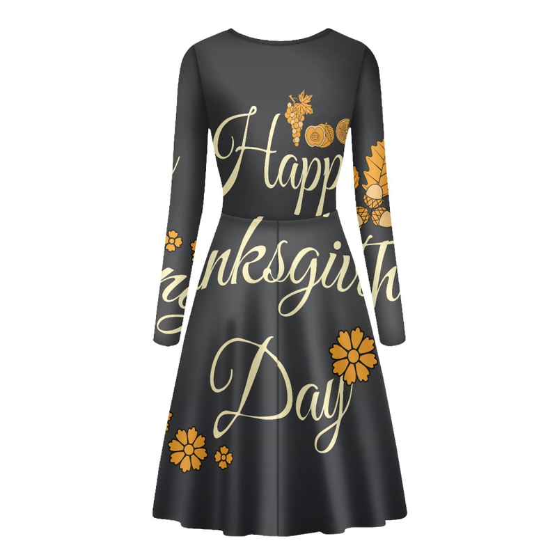 Thanksgiving Day Printed Women A Line Halloween Party Dress