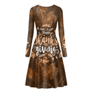 Thanksgiving Day Printed Women A Line Long Sleeve Daily Dress