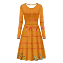 Thanksgiving Day Printed Women O Neck Long Sleeve Dress