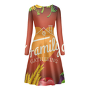 Thanksgiving Day Printed Women O Neck Long Sleeve Dress