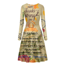 Thanksgiving Day Printed Women Round Neck Elegant Midi Dress