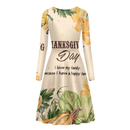 Thanksgiving Day Printed Women Round Neck Elegant Midi Dress