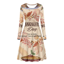 Thanksgiving Day Printed Women Round Neck Elegant Midi Dress