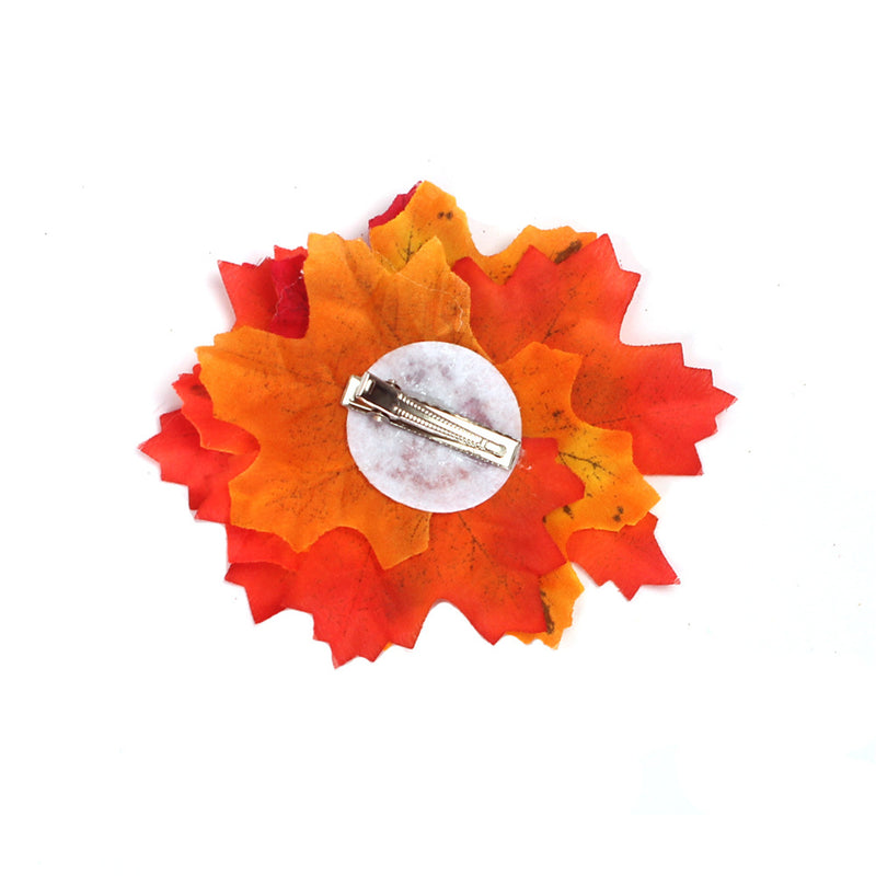 Thanksgiving Kids Girls Maple Leaf Layered Tulle Tutu Dress Garland Hairpin - AwwwCos