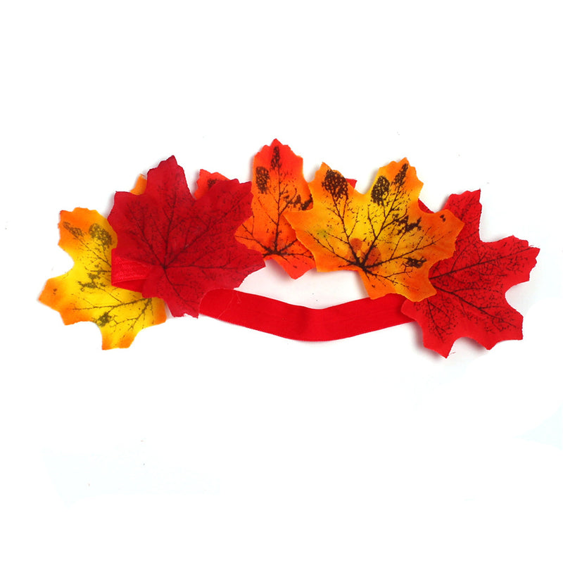 Thanksgiving Kids Girls Maple Leaf Layered Tulle Tutu Dress Garland Hairpin - AwwwCos
