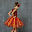 Thanksgiving Kids Girls Maple Leaf Layered Tulle Tutu Dress Garland Hairpin - AwwwCos