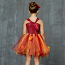 Thanksgiving Kids Girls Maple Leaf Layered Tulle Tutu Dress Garland Hairpin - AwwwCos