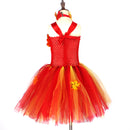 Thanksgiving Kids Girls Maple Leaf Layered Tulle Tutu Dress Garland Hairpin - AwwwCos