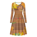 Thanksgiving Day Printed Women O Neck Long Sleeve Dress