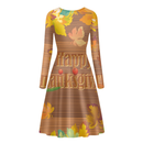 Thanksgiving Day Printed Women O Neck Long Sleeve Dress