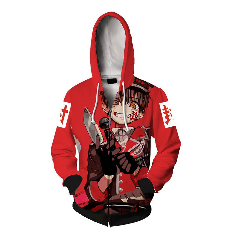 Unisex Hanako Kun Cosplay Costume Jacket Printed Zipper Coat Hoodies