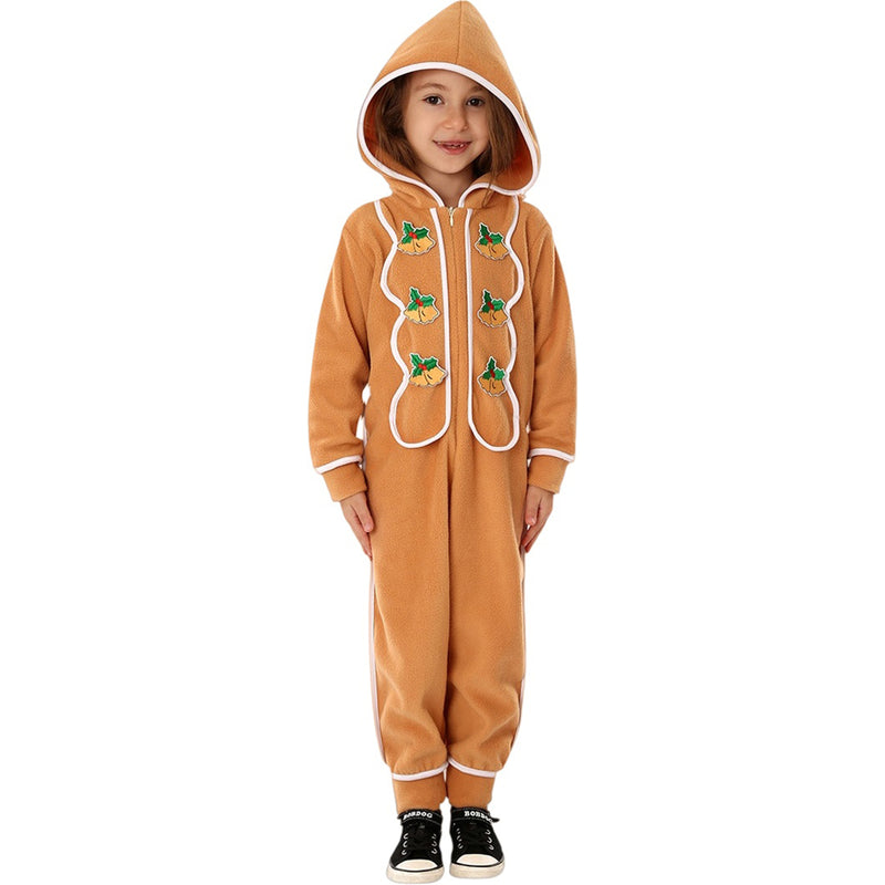 Unisex Kids Gingerbread Cosplay Costume Christmas Apron Hooded Bodysuit - AwwwCos
