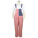 Unisex Printed Overalls Romper US Independence Day Festival Jumpsuits Bibs Coveralls