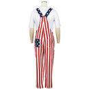 Unisex Printed Overalls Romper US Independence Day Festival Jumpsuits Bibs Coveralls