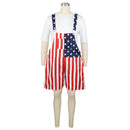 Unisex Printed Overalls Romper US Independence Day Festival Jumpsuits Bibs Coveralls