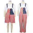 Unisex Printed Overalls Romper US Independence Day Festival Jumpsuits Bibs Coveralls
