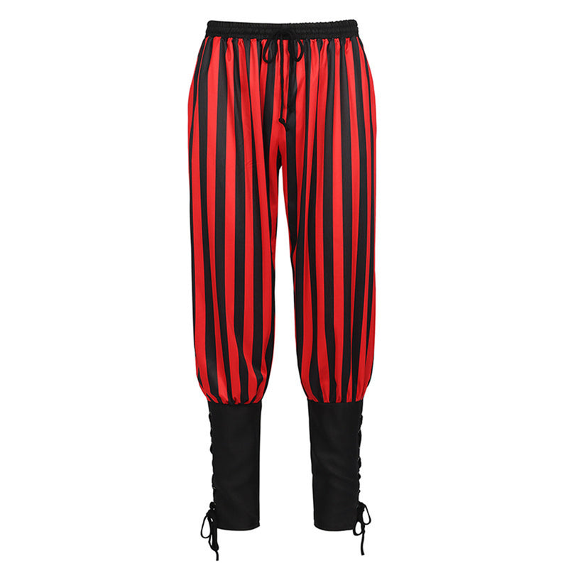 Vintage Medieval Pirate Viking Knight Cosplay Costume Vest Striped Pants - AwwwCos