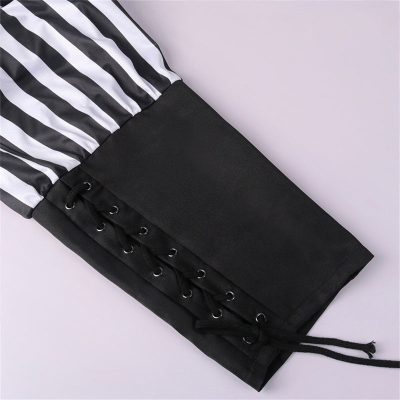 Vintage Medieval Pirate Viking Knight Cosplay Costume Vest Striped Pants - AwwwCos