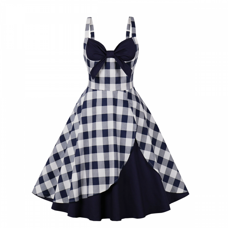 Vintage Rockabilly Halter Neck 1950 Swing Tea Party Dress Midi Dress