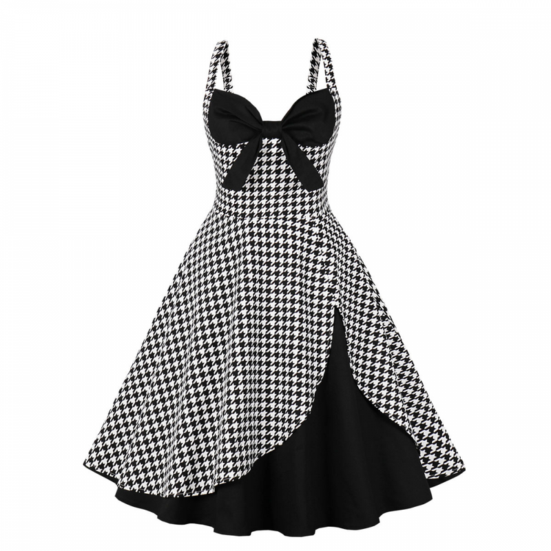Vintage Rockabilly Halter Neck 1950 Swing Tea Party Dress Midi Dress