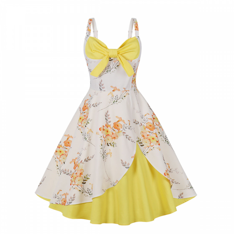 Vintage Rockabilly Halter Neck 1950 Swing Tea Party Dress Midi Dress