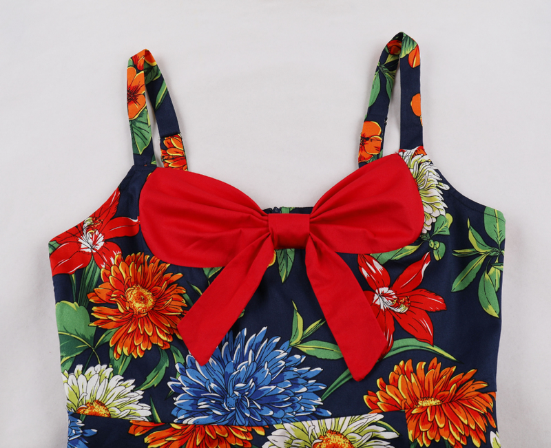 Vintage Rockabilly Halter Neck 1950 Swing Tea Party Dress Midi Dress