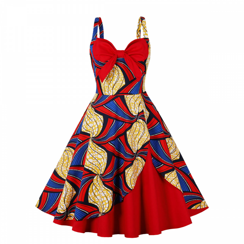 Vintage Rockabilly Halter Neck 1950 Swing Tea Party Dress Midi Dress