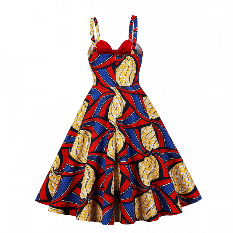 Vintage Rockabilly Halter Neck 1950 Swing Tea Party Dress Midi Dress